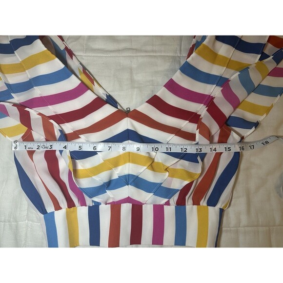 COLOR ME COURTNEY Holly Ruffle Colorful Rainbow Crop Top 4 - Picture 10 of 12